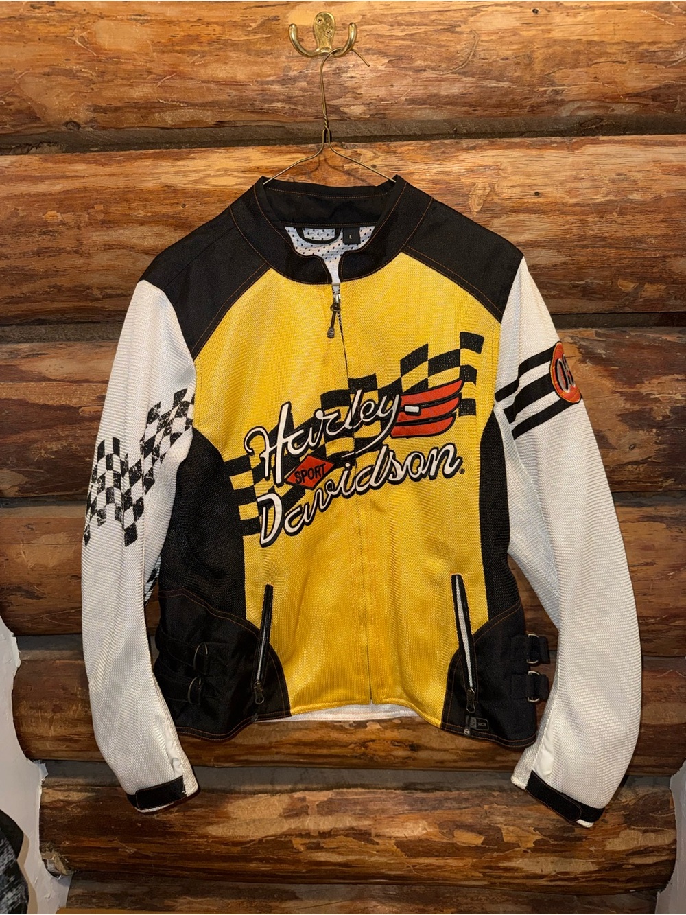 😍Like New L Harley-Davidson Yellow & White Racing Jacket